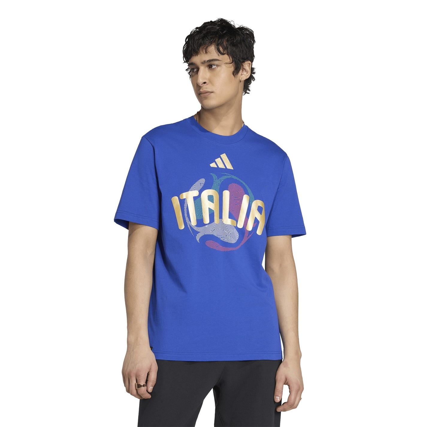 Tričko adidas Bold Blue 425750 Mens Italy Short Sleeve Performance T-Shirt - 2