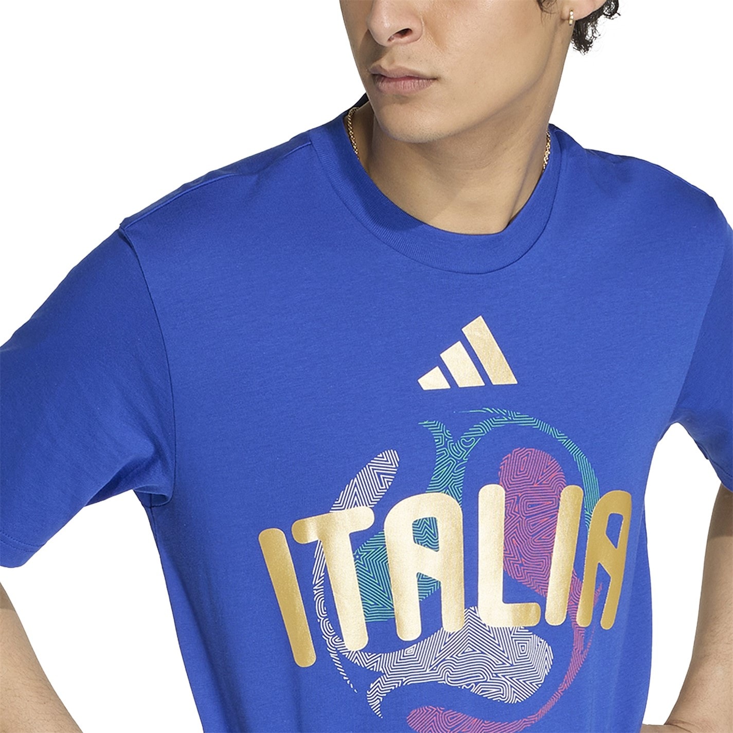 Tričko adidas Bold Blue 425750 Mens Italy Short Sleeve Performance T-Shirt - 5