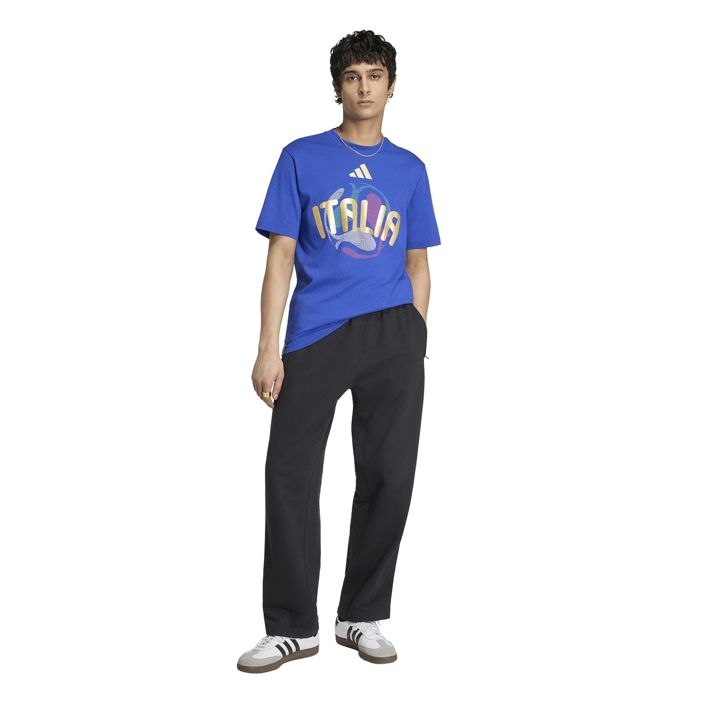 Tričko adidas Bold Blue 425750 Mens Italy Short Sleeve Performance T-Shirt - 6