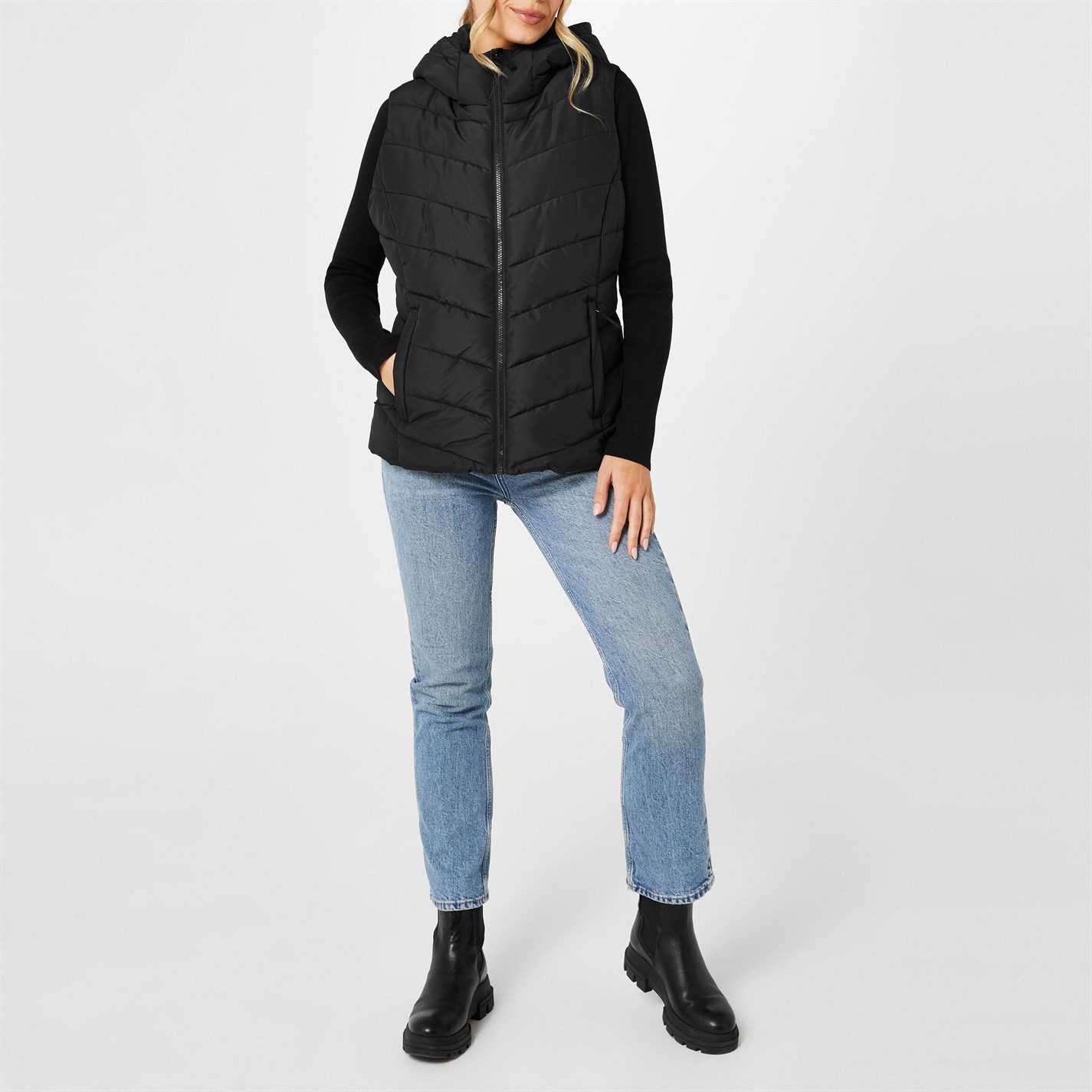 Dámska bunda Slazenger Black 2611366 Women's Padded Full Zip Gilet - 2