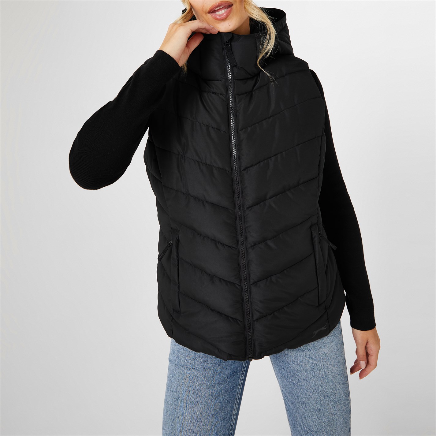 Dámska bunda Slazenger Black 2611366 Women's Padded Full Zip Gilet - 4