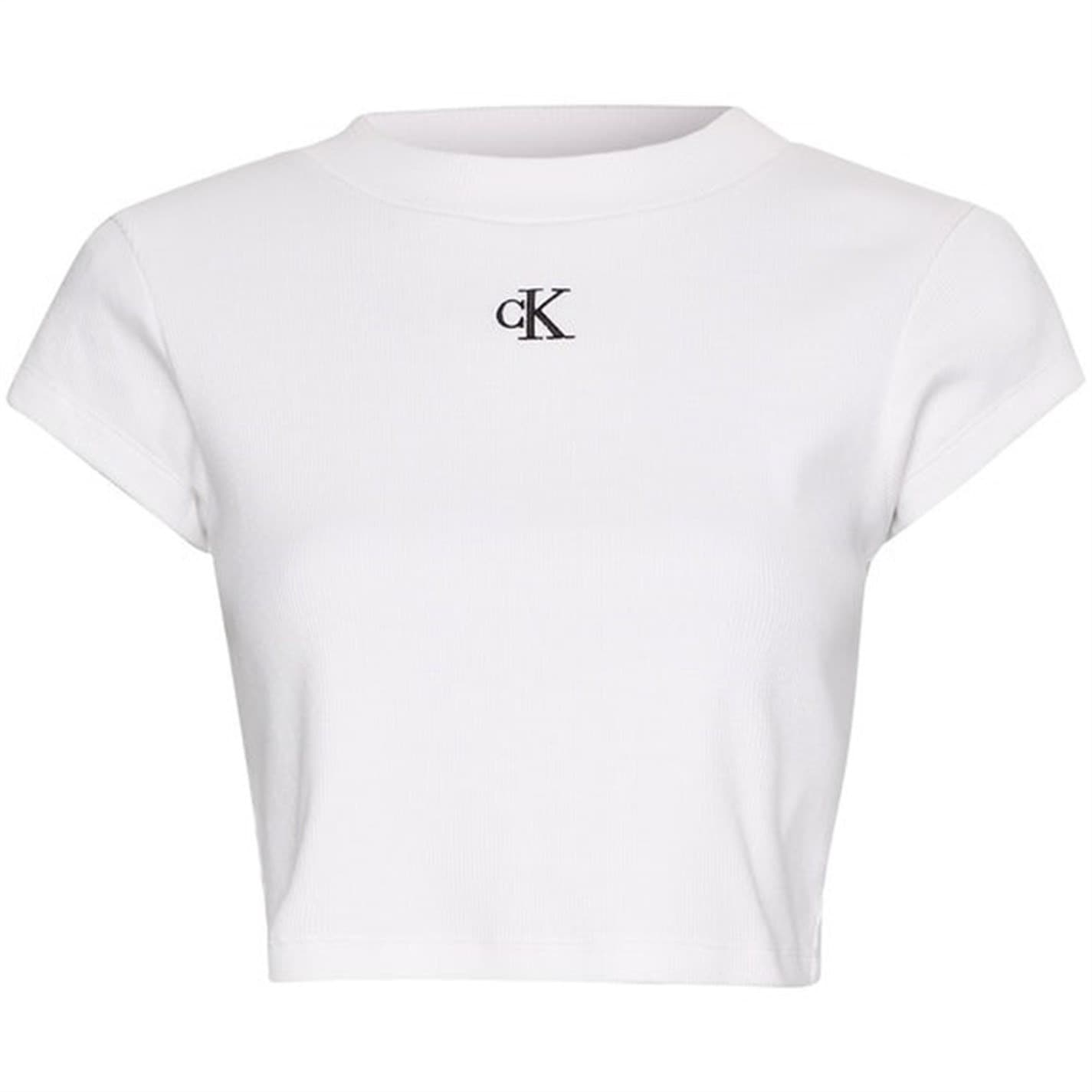 Tričko Calvin Klein Jeans White 1910650 Mono Rib Cropped T Shirt - 2