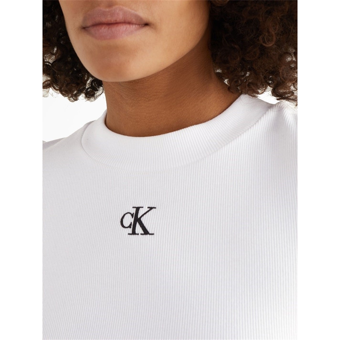 Tričko Calvin Klein Jeans White 1910650 Mono Rib Cropped T Shirt - 3