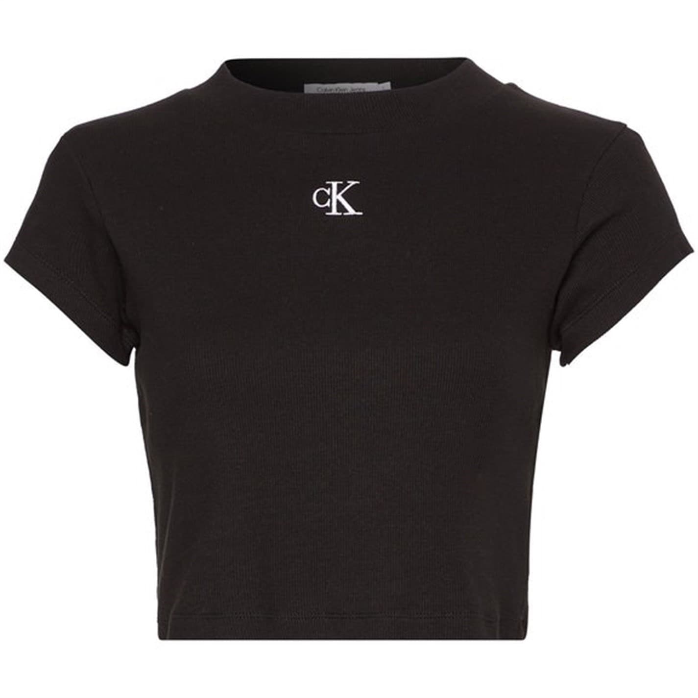 Tričko Calvin Klein Jeans Black 8395572 Mono Rib Cropped T Shirt - 2
