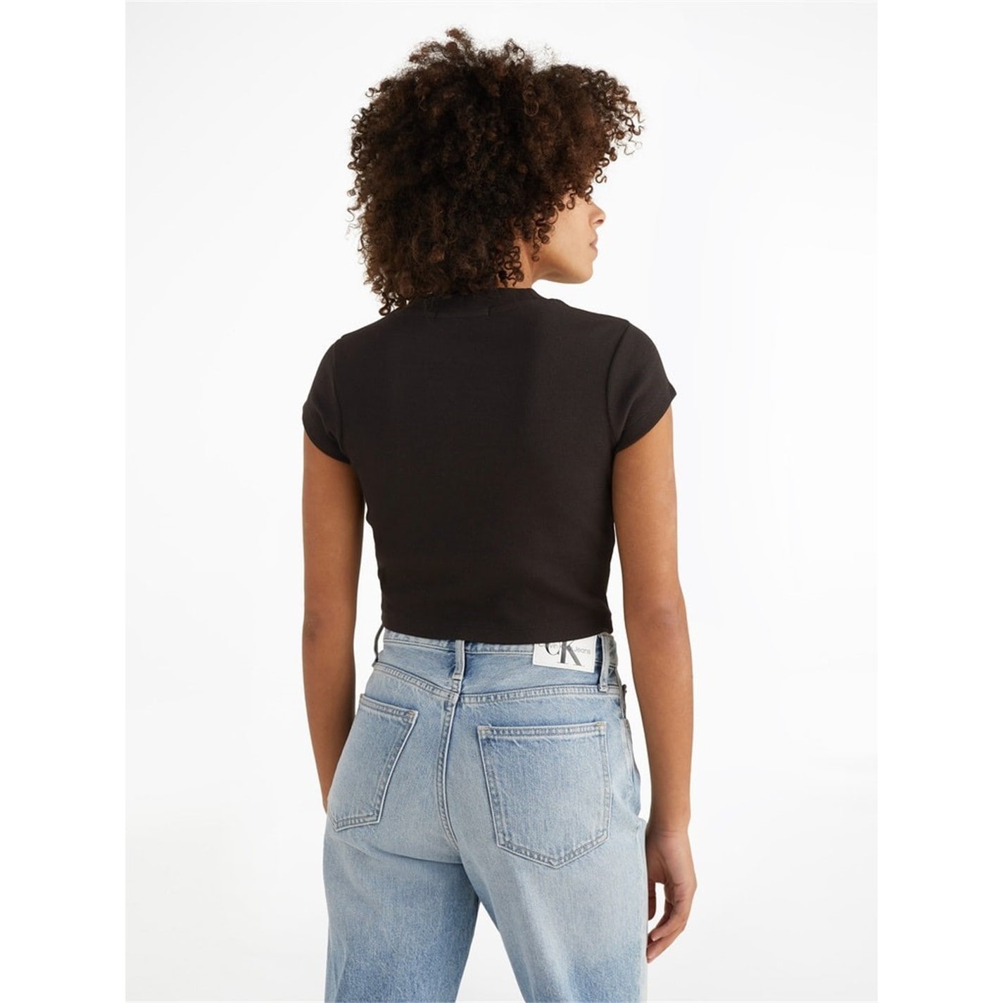 Tričko Calvin Klein Jeans Black 8395572 Mono Rib Cropped T Shirt - 4