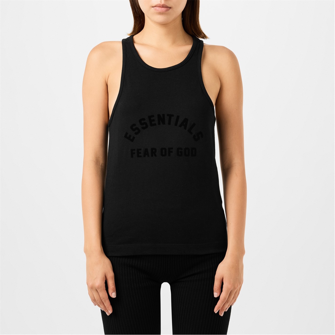 FEAR OF GOD ESSENTIALS Jet Black 5926928 Logo Printed Tank Top - 1