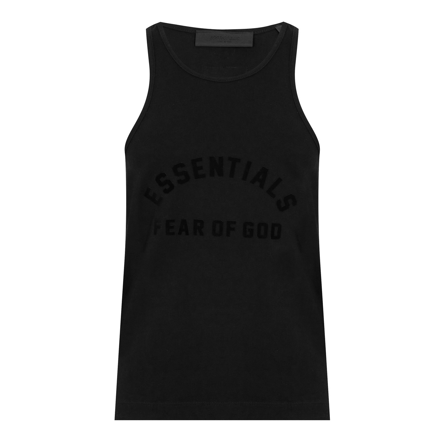 FEAR OF GOD ESSENTIALS Jet Black 5926928 Logo Printed Tank Top - 5
