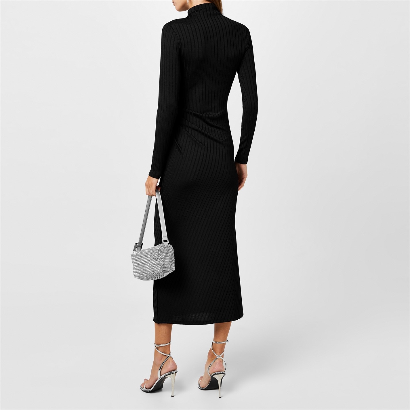 Šaty GOOD AMERICAN Black 972093 Women's Shine Rib Knitted Midi Bodycon Dress - 2