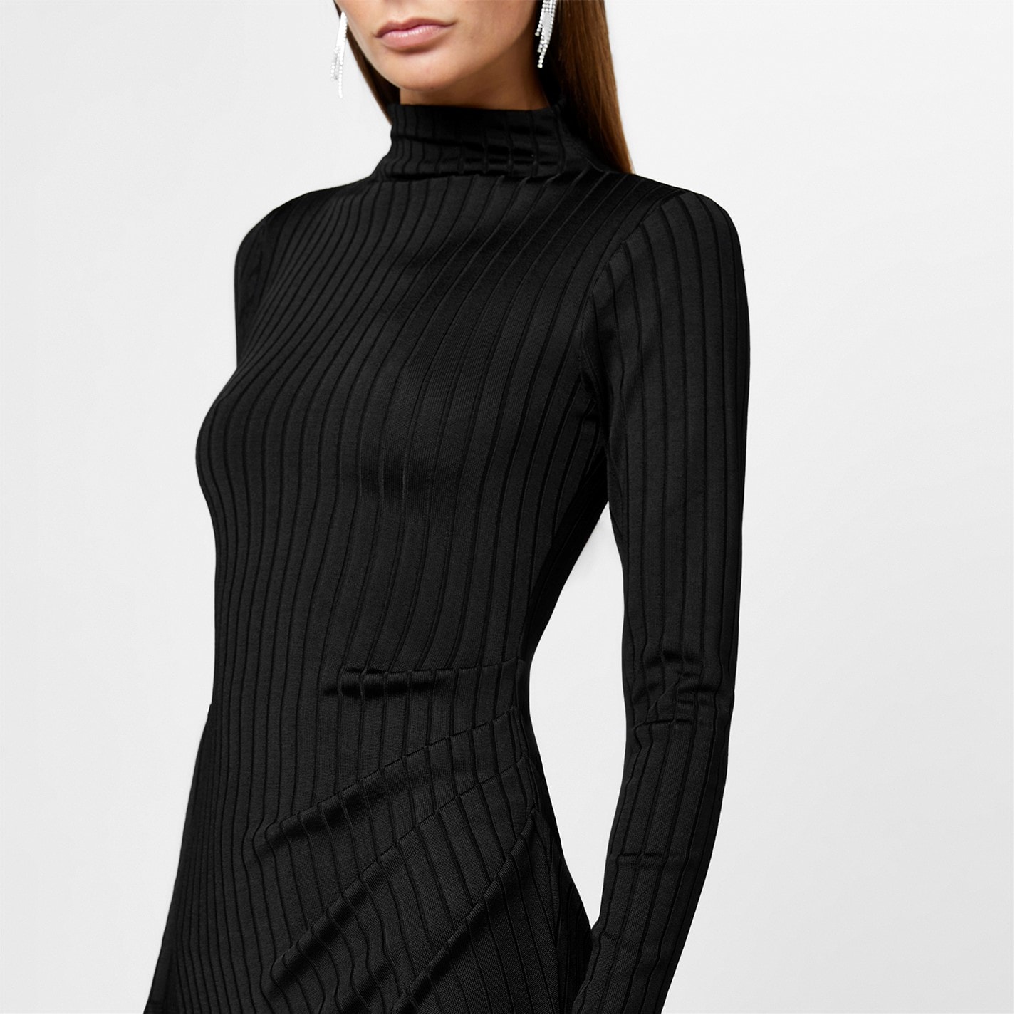 Šaty GOOD AMERICAN Black 972093 Women's Shine Rib Knitted Midi Bodycon Dress - 3