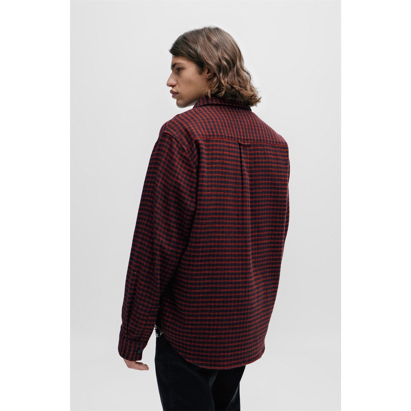 Bunda Hugo Open Pink 693 6279352 Men's Oversized Checked Flannel Cotton Long Sleeve Overshirt - 2