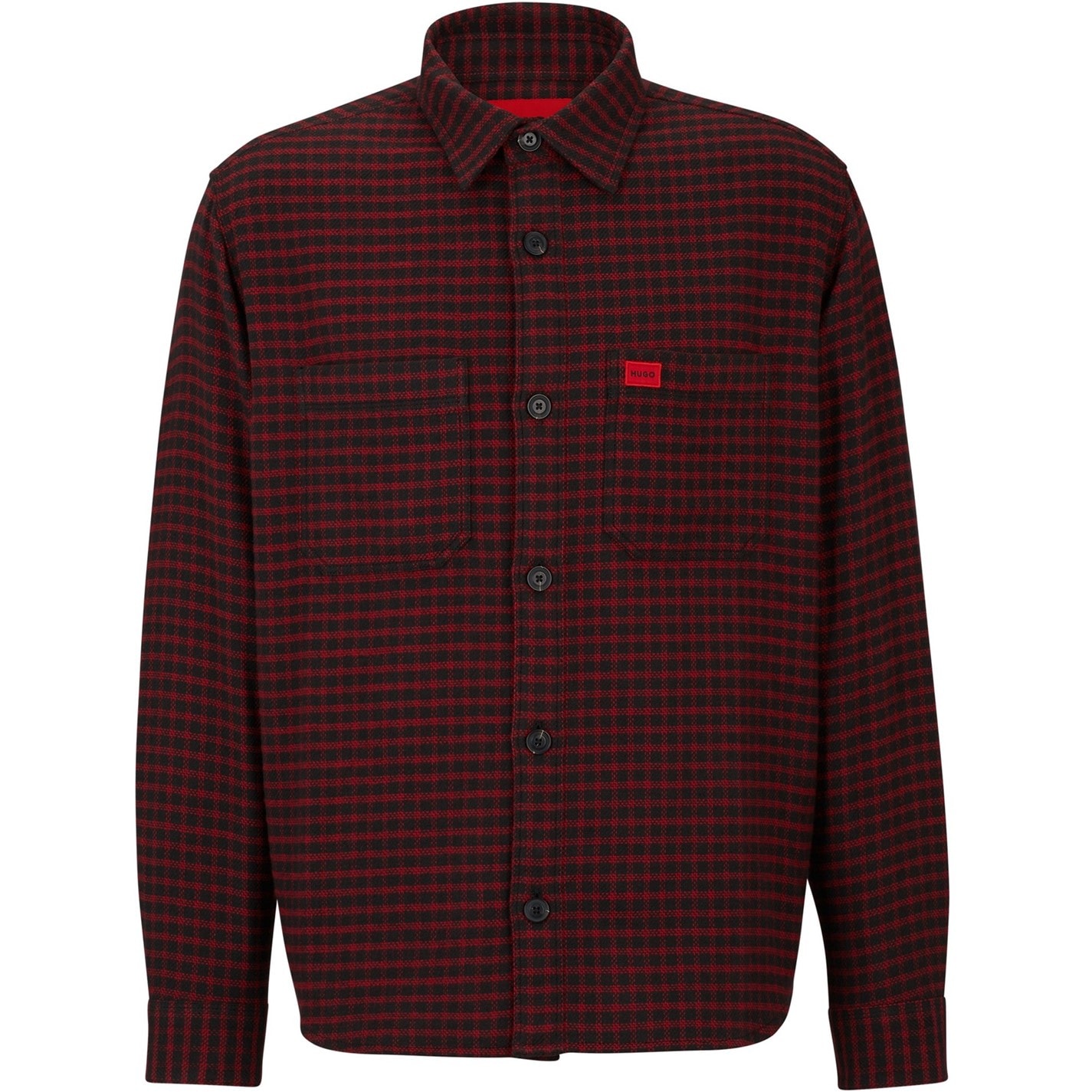 Bunda Hugo Open Pink 693 6279352 Men's Oversized Checked Flannel Cotton Long Sleeve Overshirt - 7