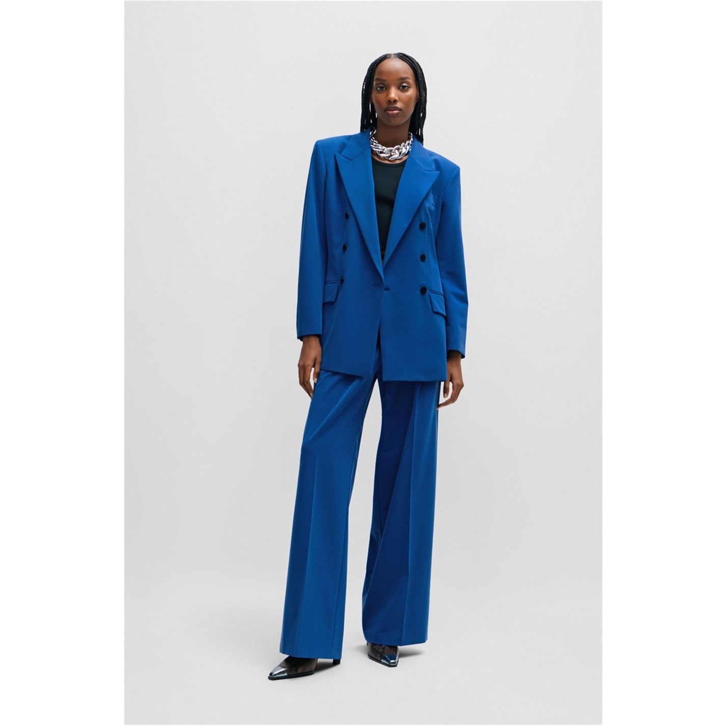 Dámska bunda Hugo Med Blue 246844 Women's Amalisa Tailored Fit Blazer - 3