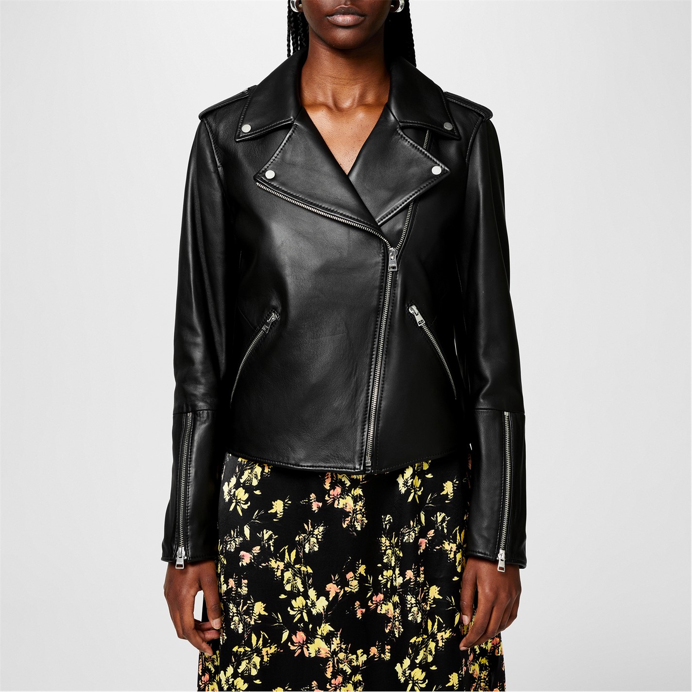 Dámska bunda Hugo Black 217677 Women's Lujana Leather Jacket - 1
