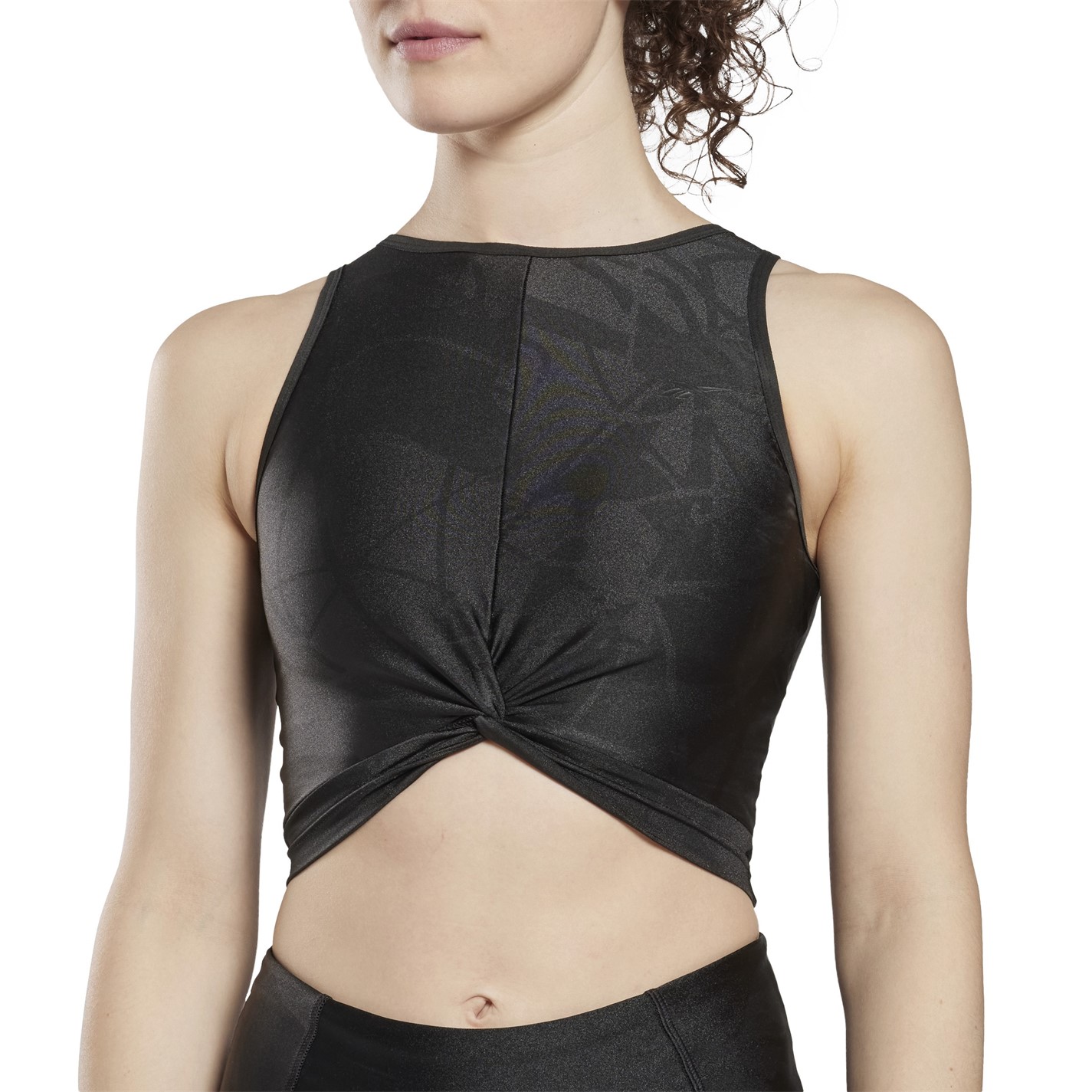 Tričko Reebok Black 6526867 Women's Shiny Yoga Scribble Cropped Vest - 5