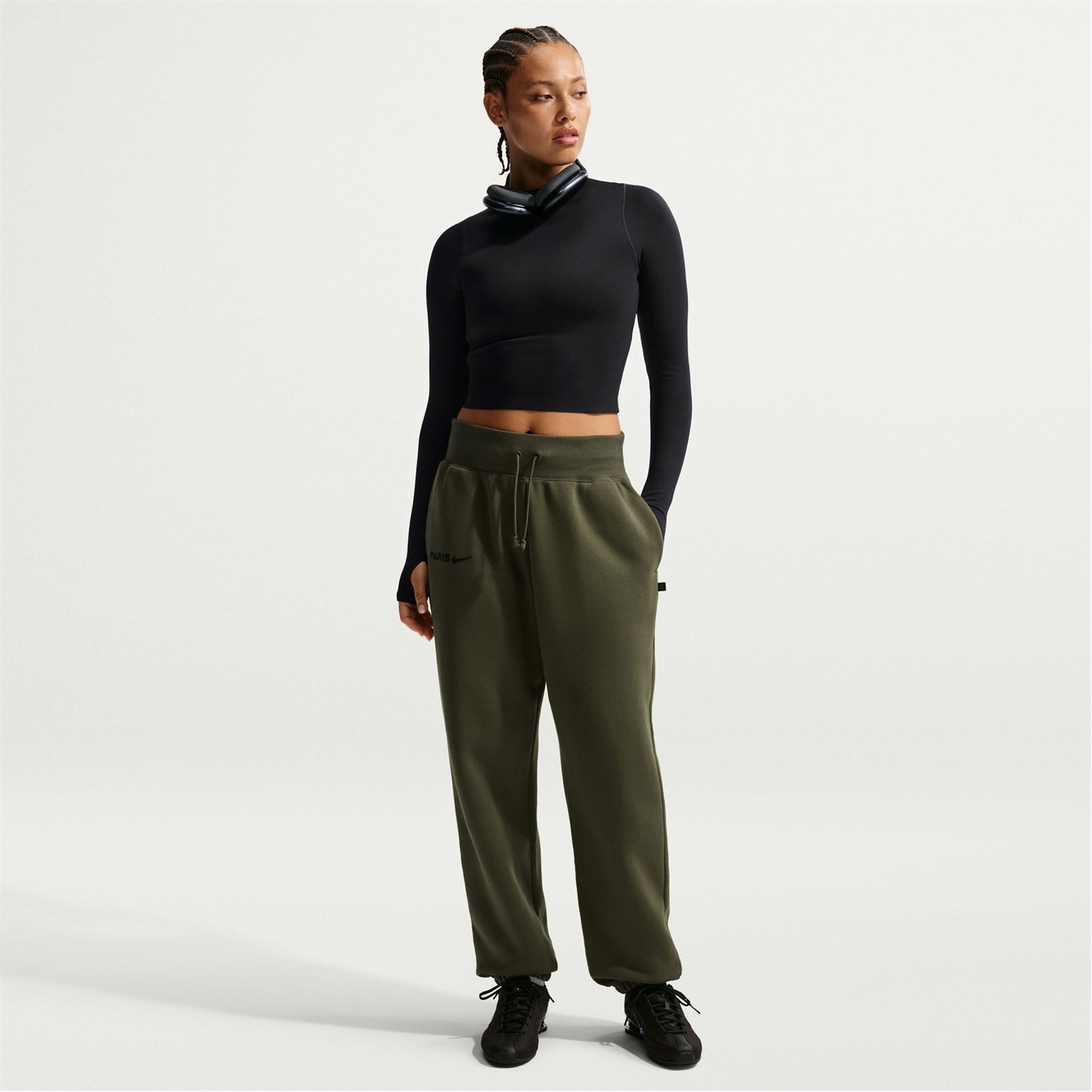 Tepláky Nike Cargo Khaki 2894230 Women's Phoenix Fleece Paris Saint-Germain Joggers - 4