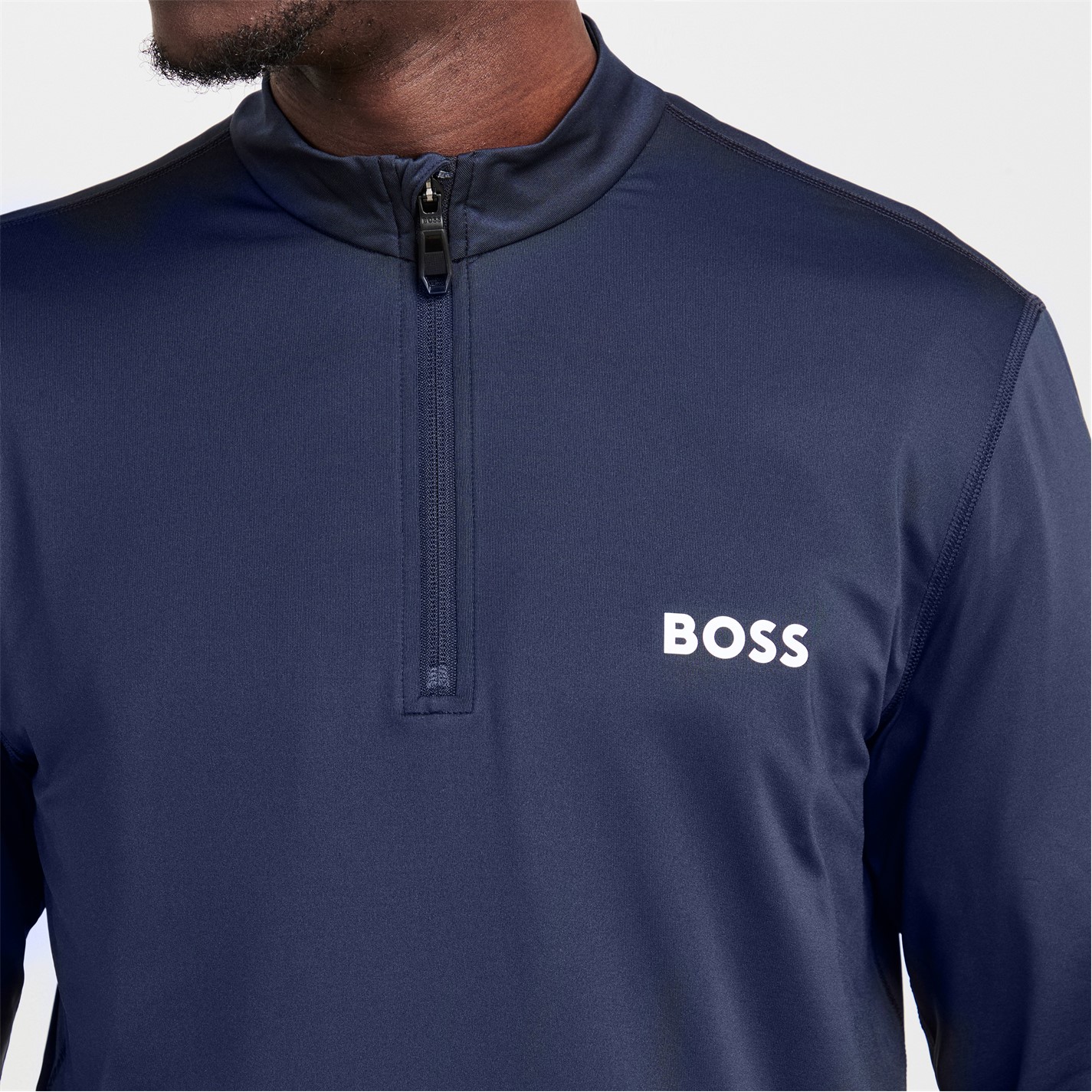 Mikina Boss Navy 4923889 Men's Green 1/4 Zip Performance Tracksuit Top - 5