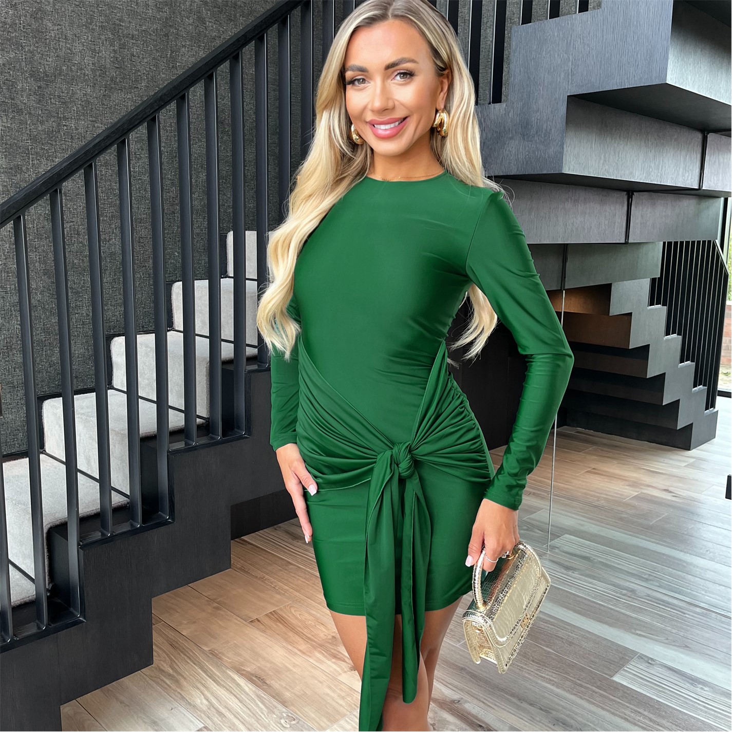 AX Paris Long Sleeve Sash Bodycon Mini Dress - 3