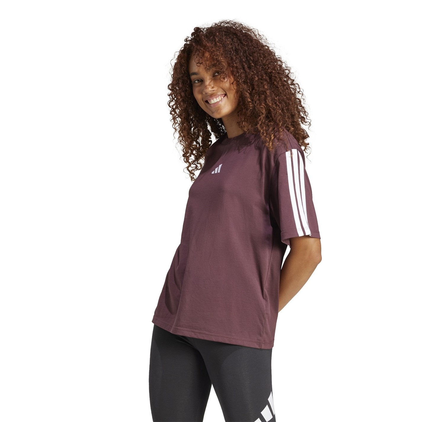 adidas Essentials 3 Stripe T-Shirt Womens - 2