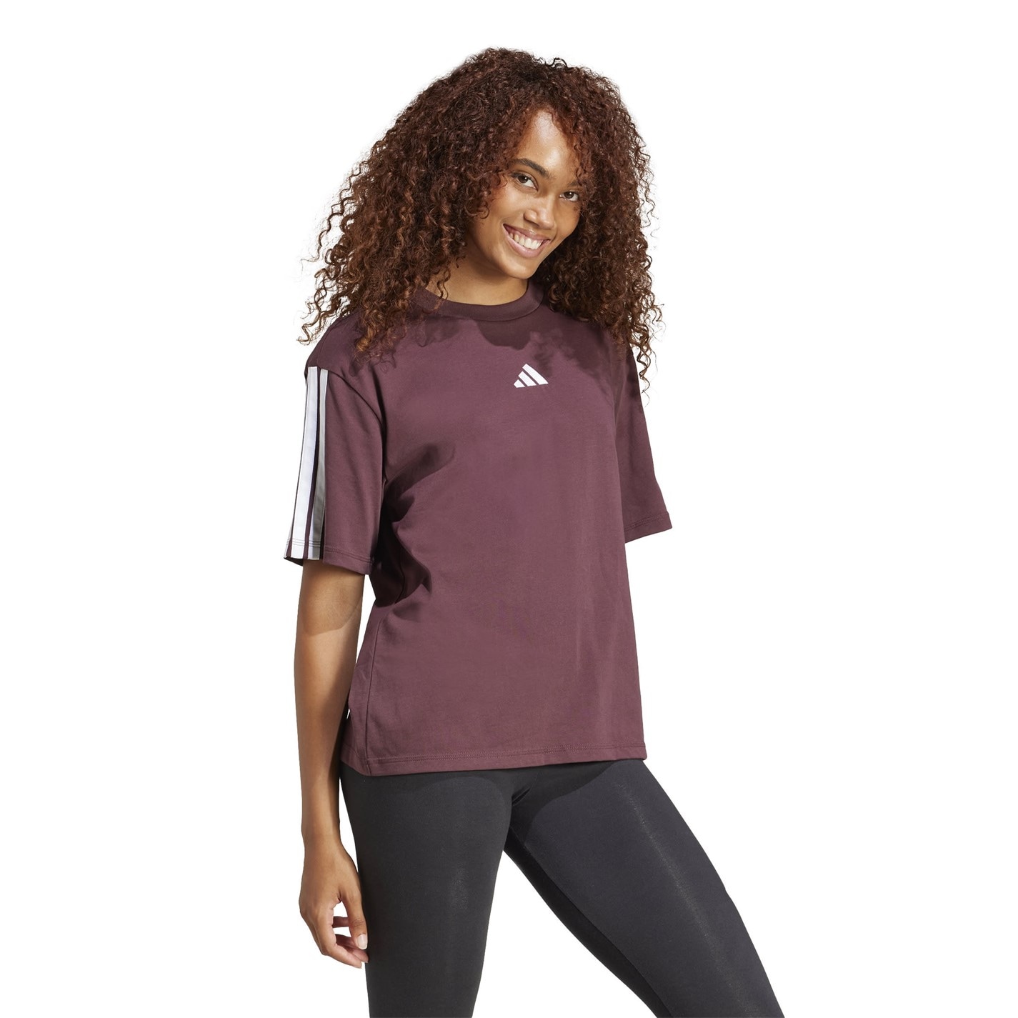 adidas Essentials 3 Stripe T-Shirt Womens - 4