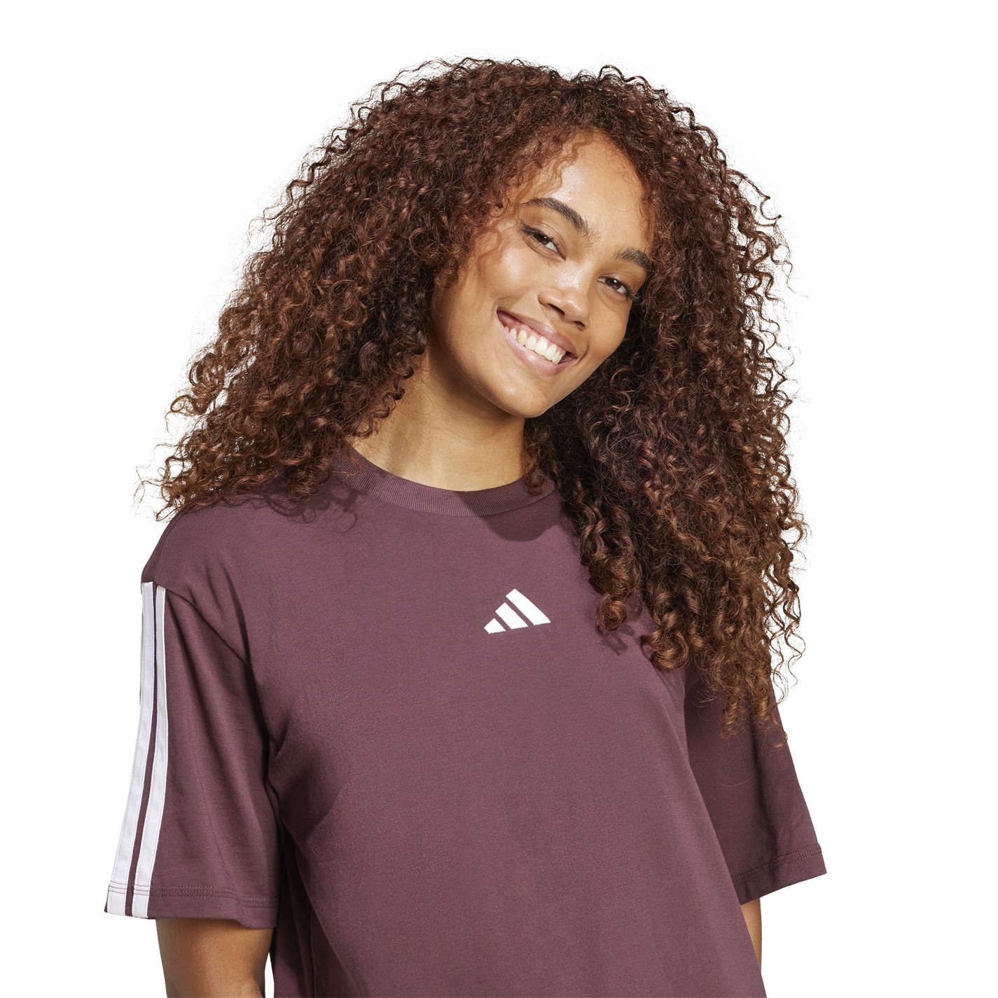 adidas Essentials 3 Stripe T-Shirt Womens - 5