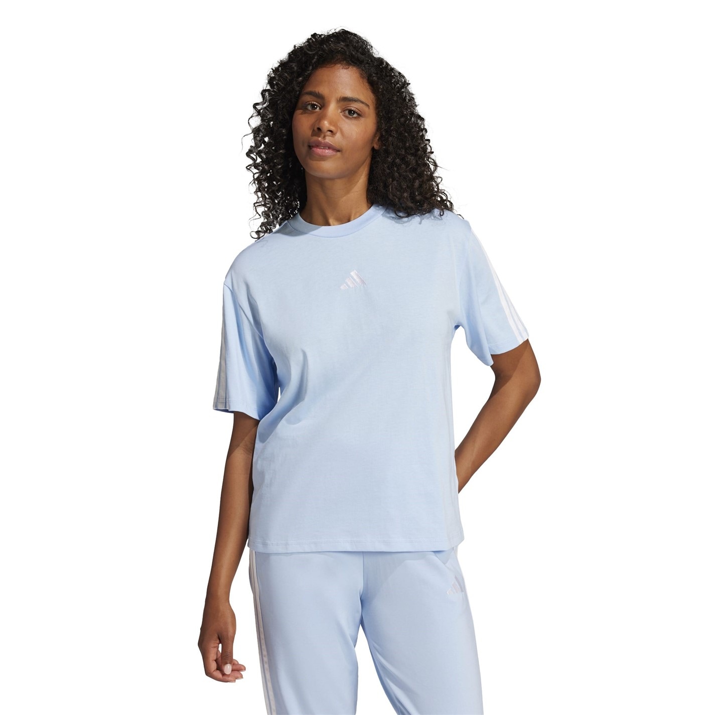 adidas Essentials 3 Stripe T-Shirt Womens - 2