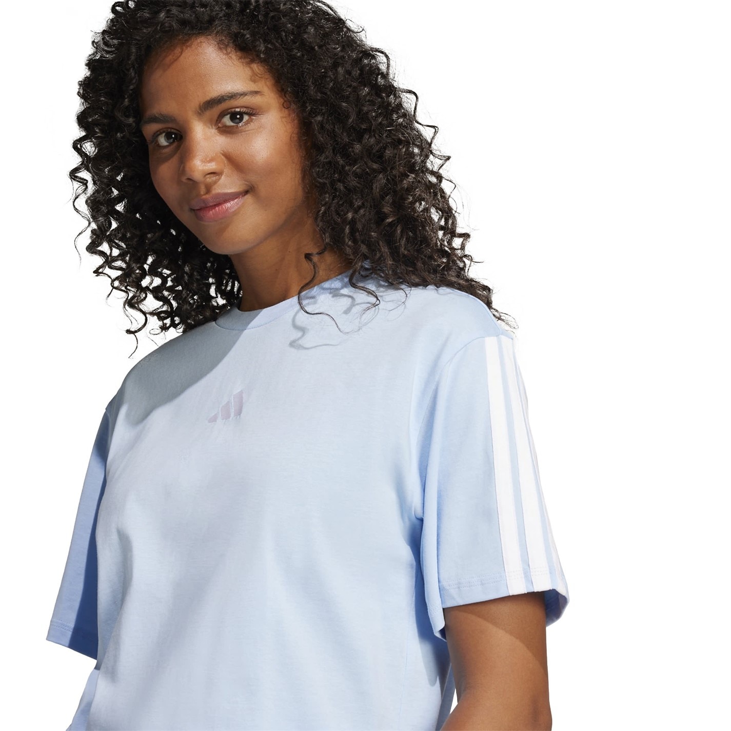 adidas Essentials 3 Stripe T-Shirt Womens - 5