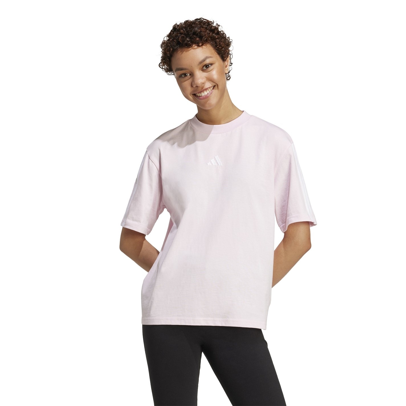 adidas Essentials 3 Stripe T-Shirt Womens - 2