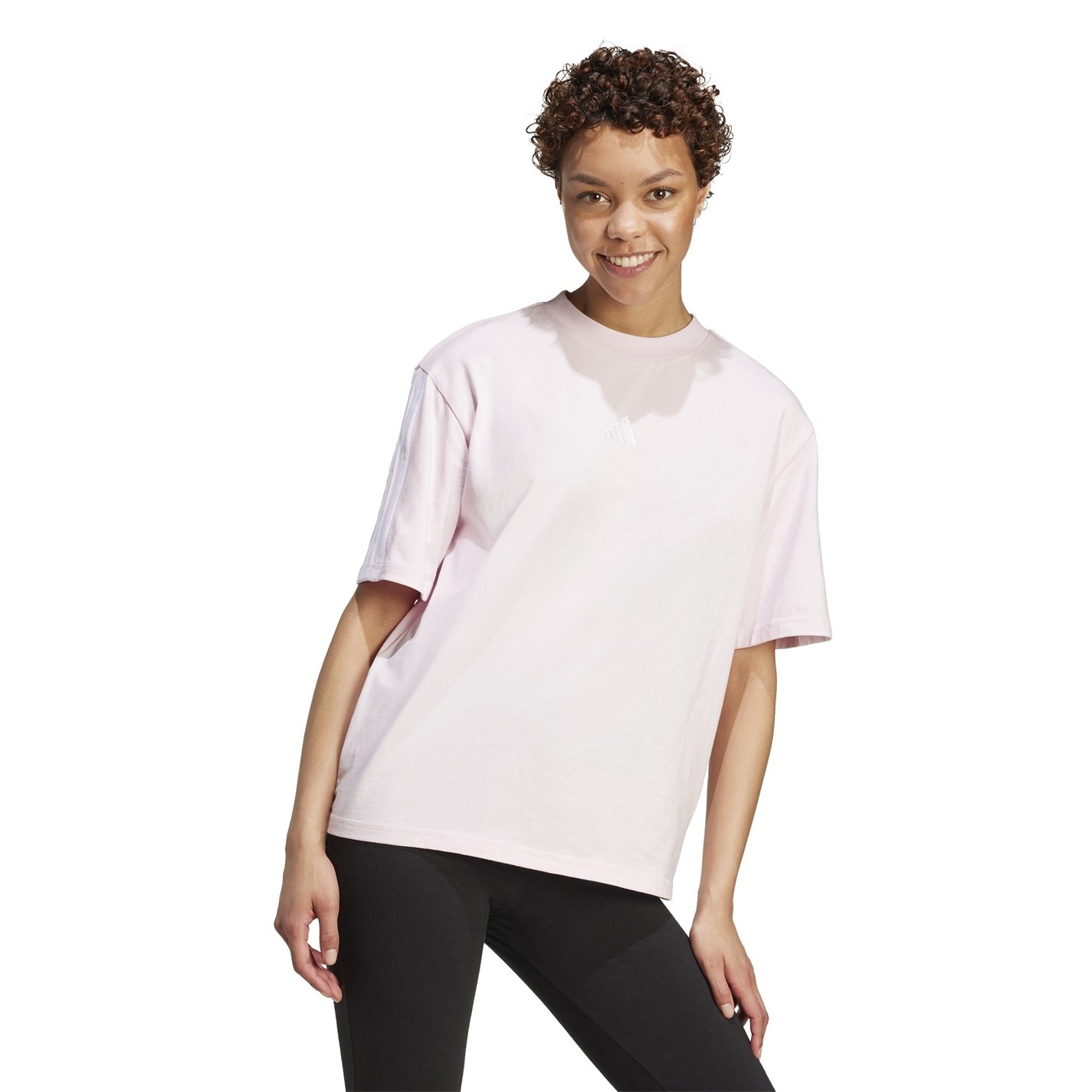 adidas Essentials 3 Stripe T-Shirt Womens - 4