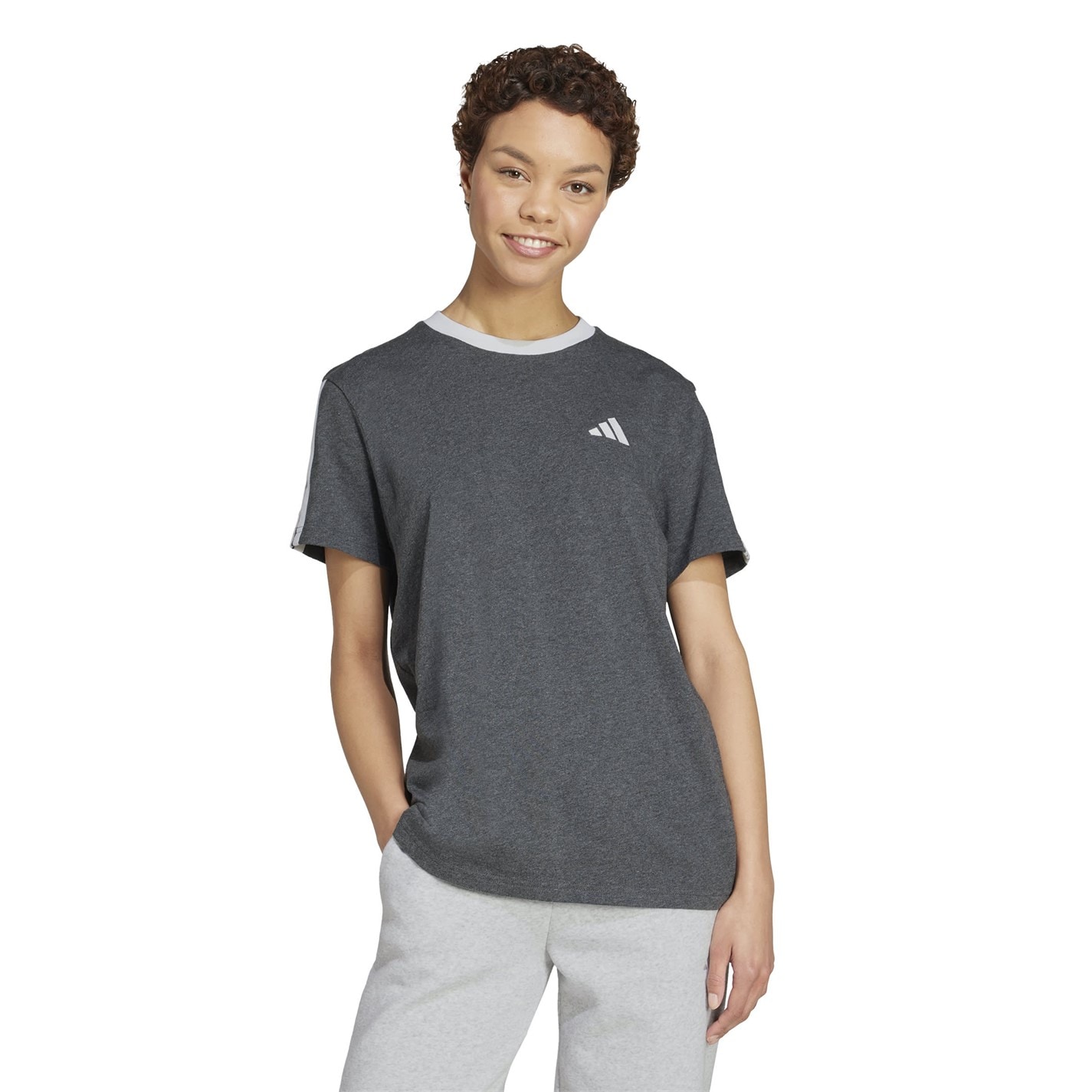 adidas Essentials 3 Stripe T-Shirt Womens - 2