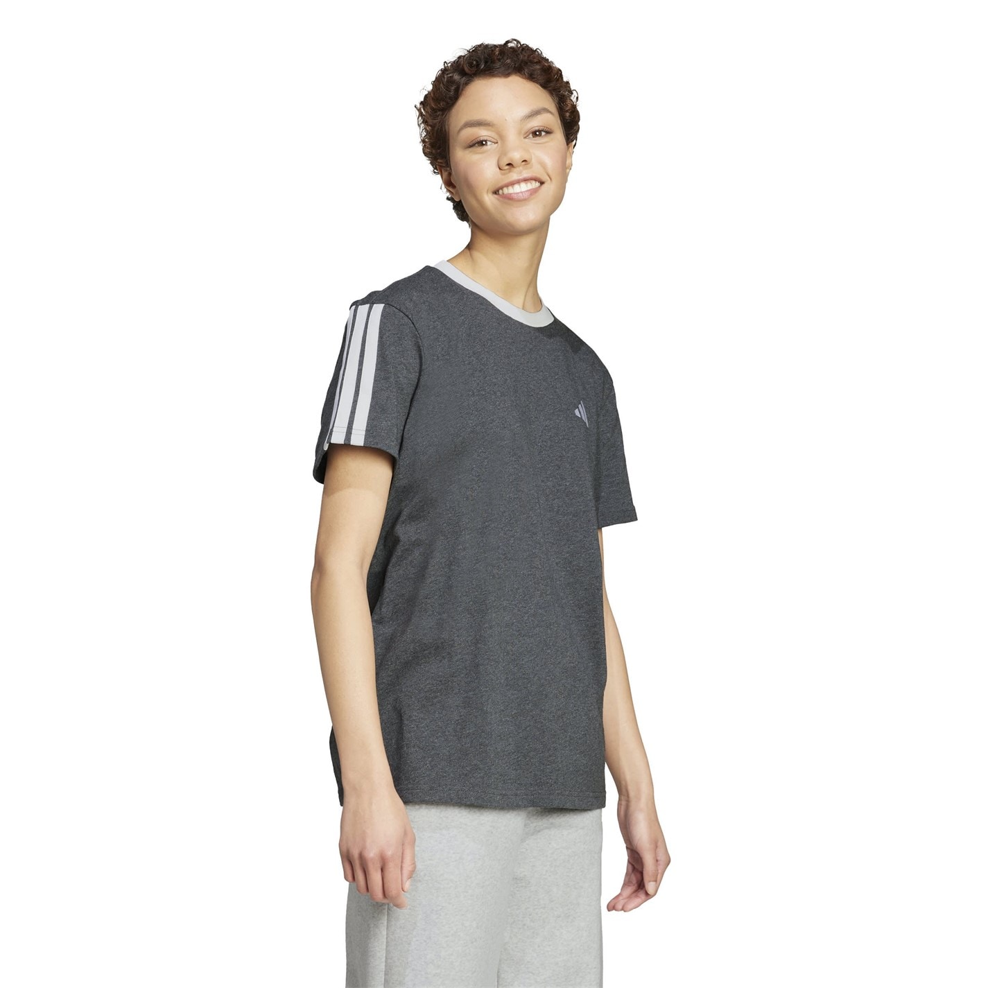 adidas Essentials 3 Stripe T-Shirt Womens - 4