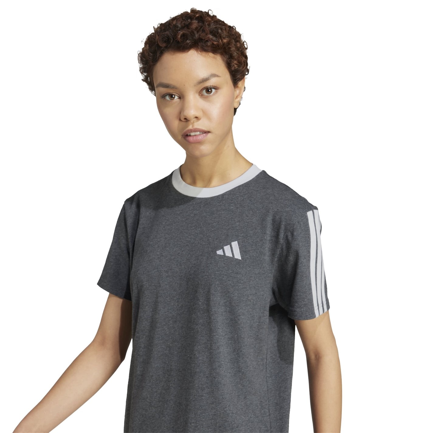 adidas Essentials 3 Stripe T-Shirt Womens - 5