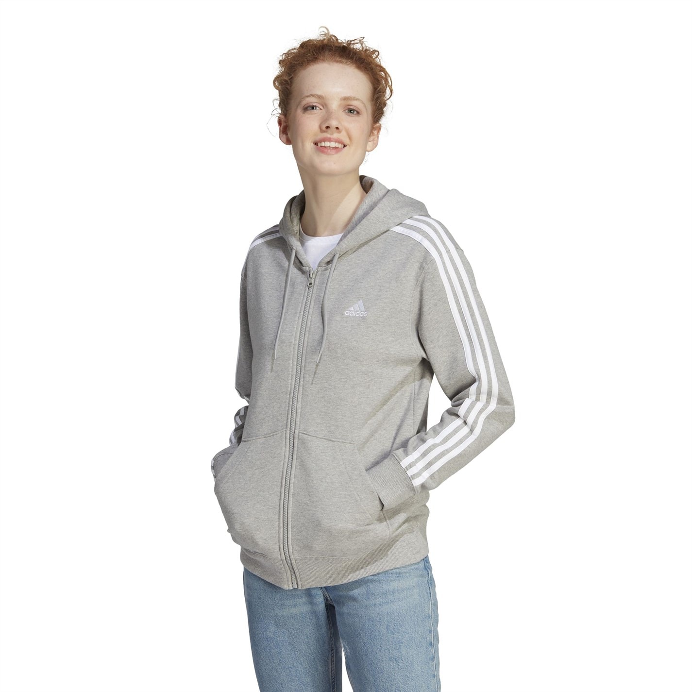 adidas 3 Stripe Zip Track Hoodie Ladies - 2