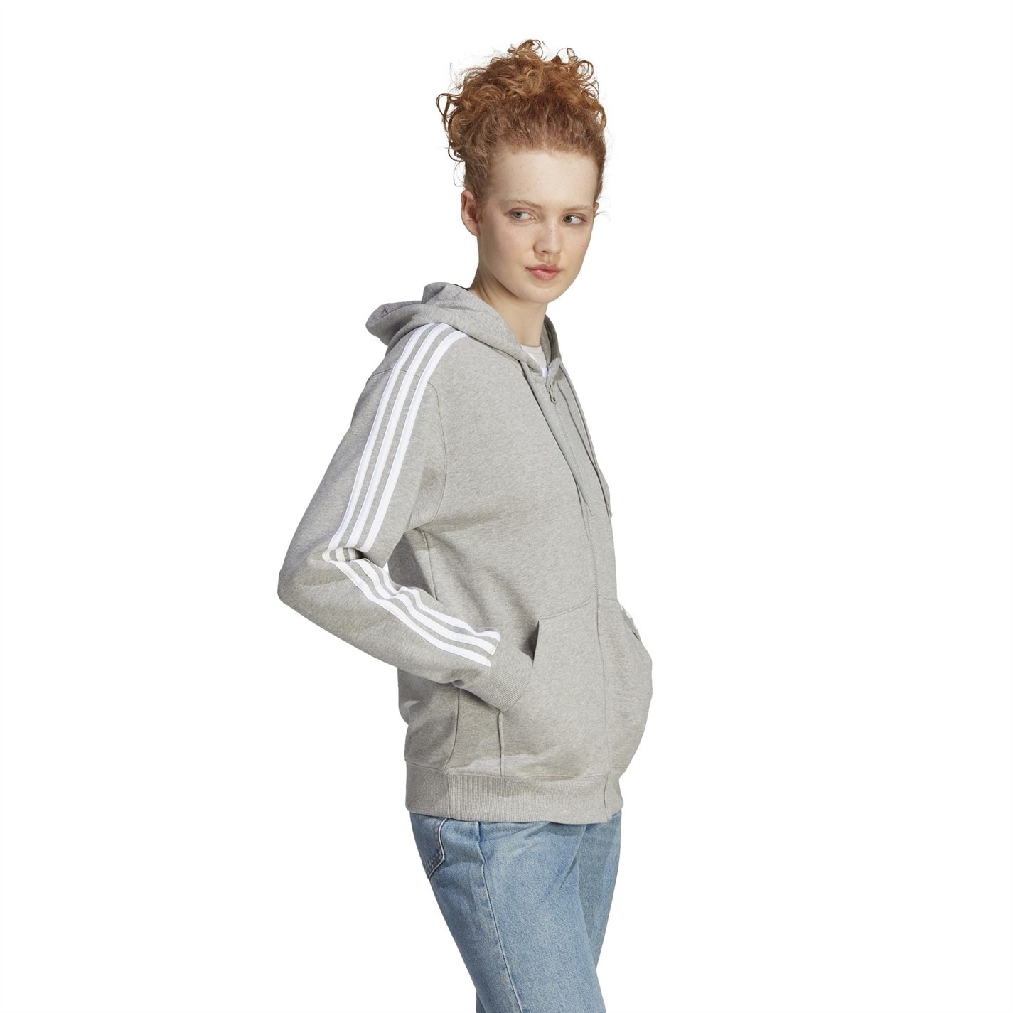 adidas 3 Stripe Zip Track Hoodie Ladies - 4