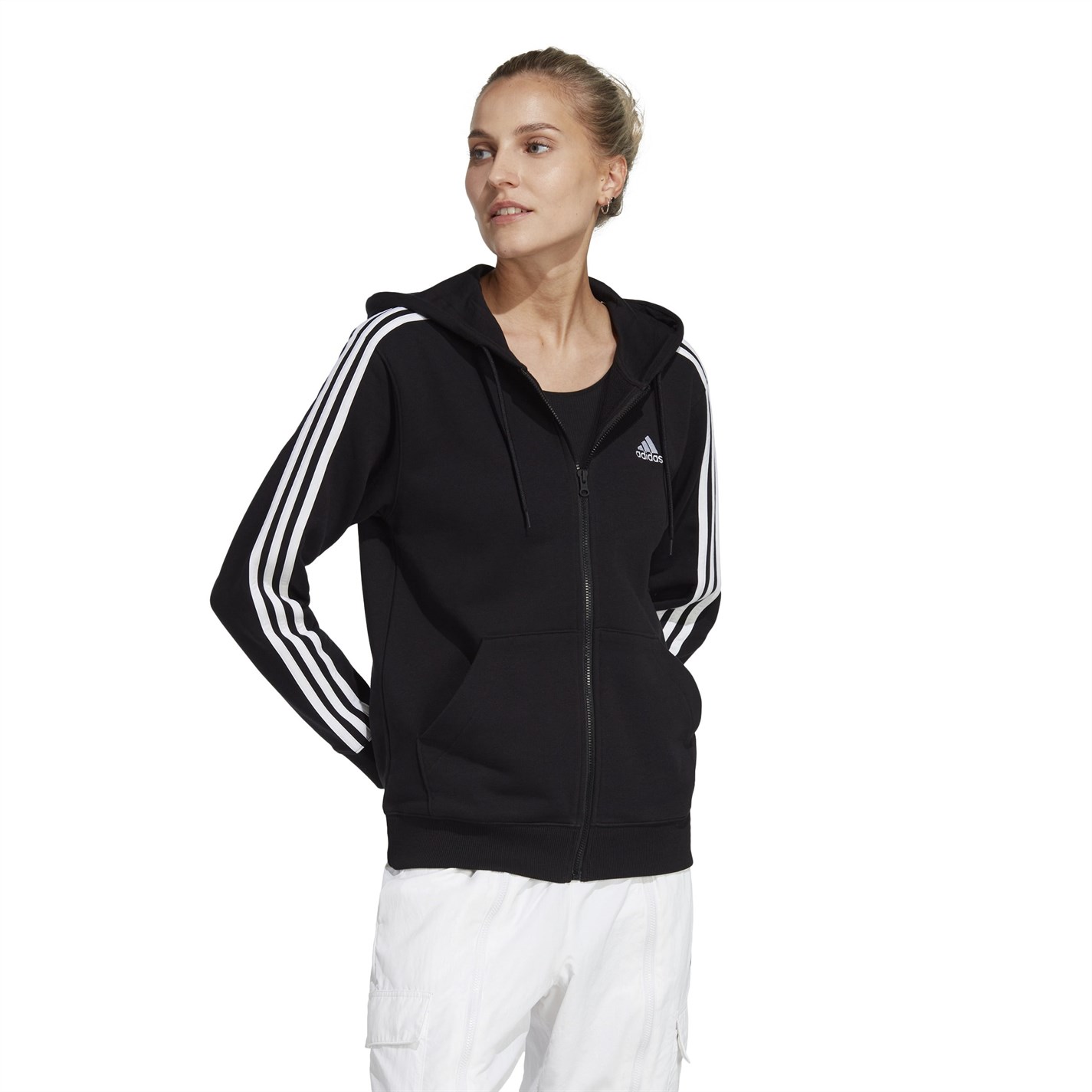 adidas 3 Stripe Zip Track Hoodie Ladies - 2