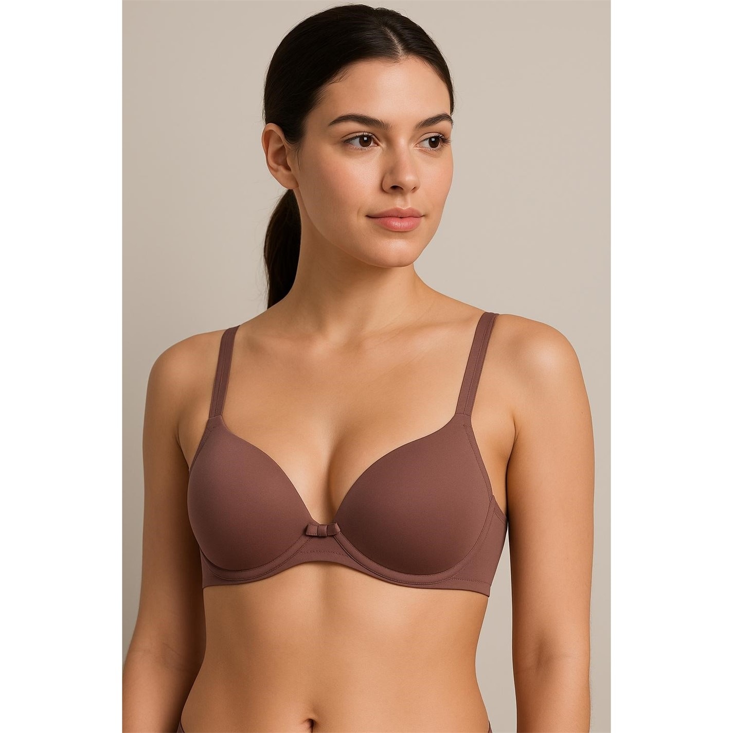 Valbonne MOCHA/DK BRN UNDERWIRED 2 PACK SMOOTH T-SHIRT BRA - 4