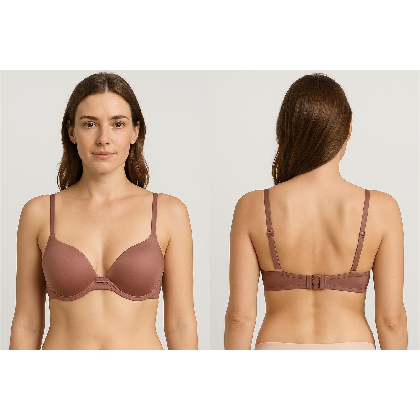 Valbonne OYSTER/MOCHA UNDERWIRED 2 PACK SMOOTH T-SHIRT BRA - 3