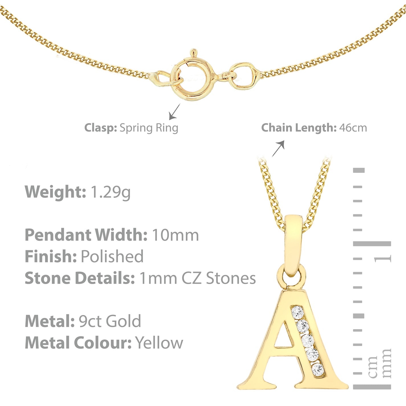 Be You 9ct Gold CZ Initial Necklace - 3