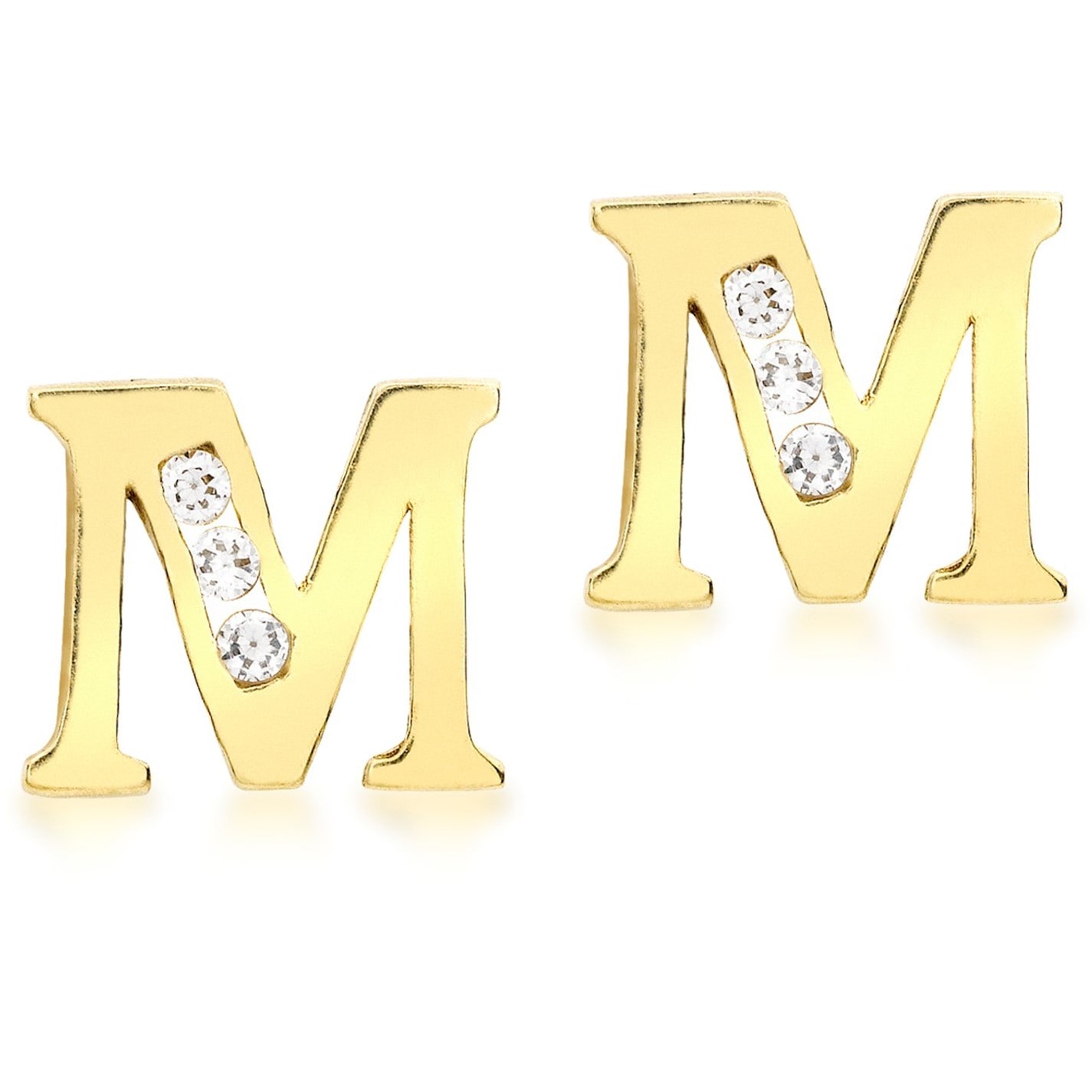 Be You 9ct CZ Initial Stud Earrings - 13