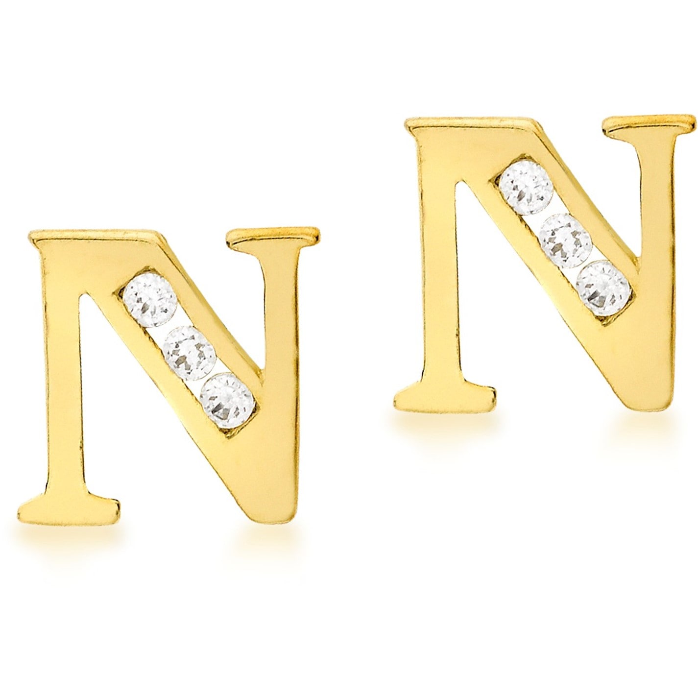 Be You 9ct CZ Initial Stud Earrings - 14