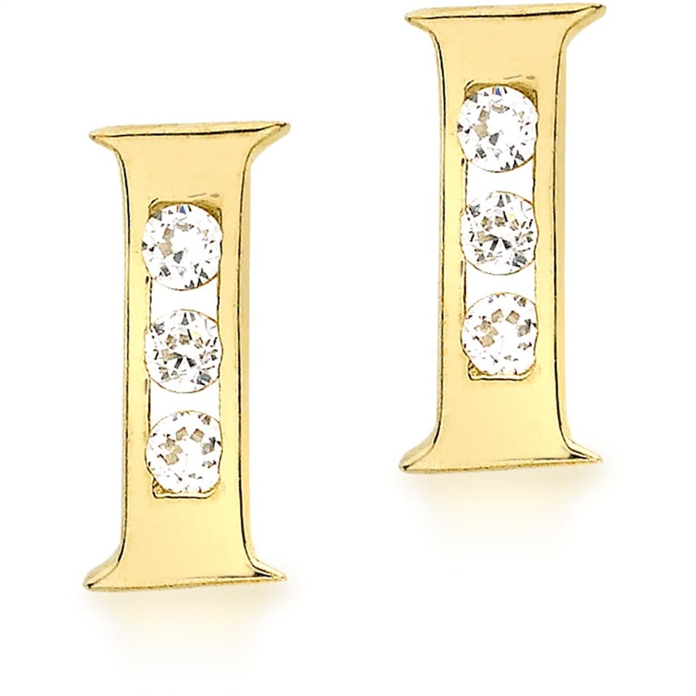Be You 9ct CZ Initial Stud Earrings - 9