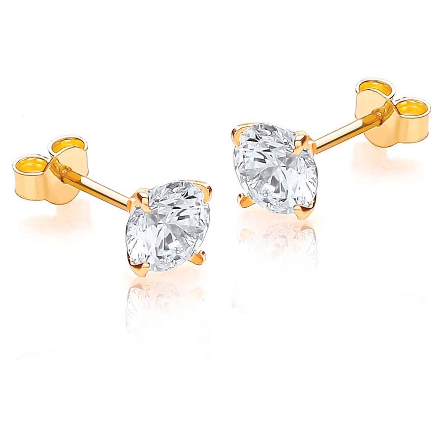 Be You 9ct Gold Round CZ Studs - 3