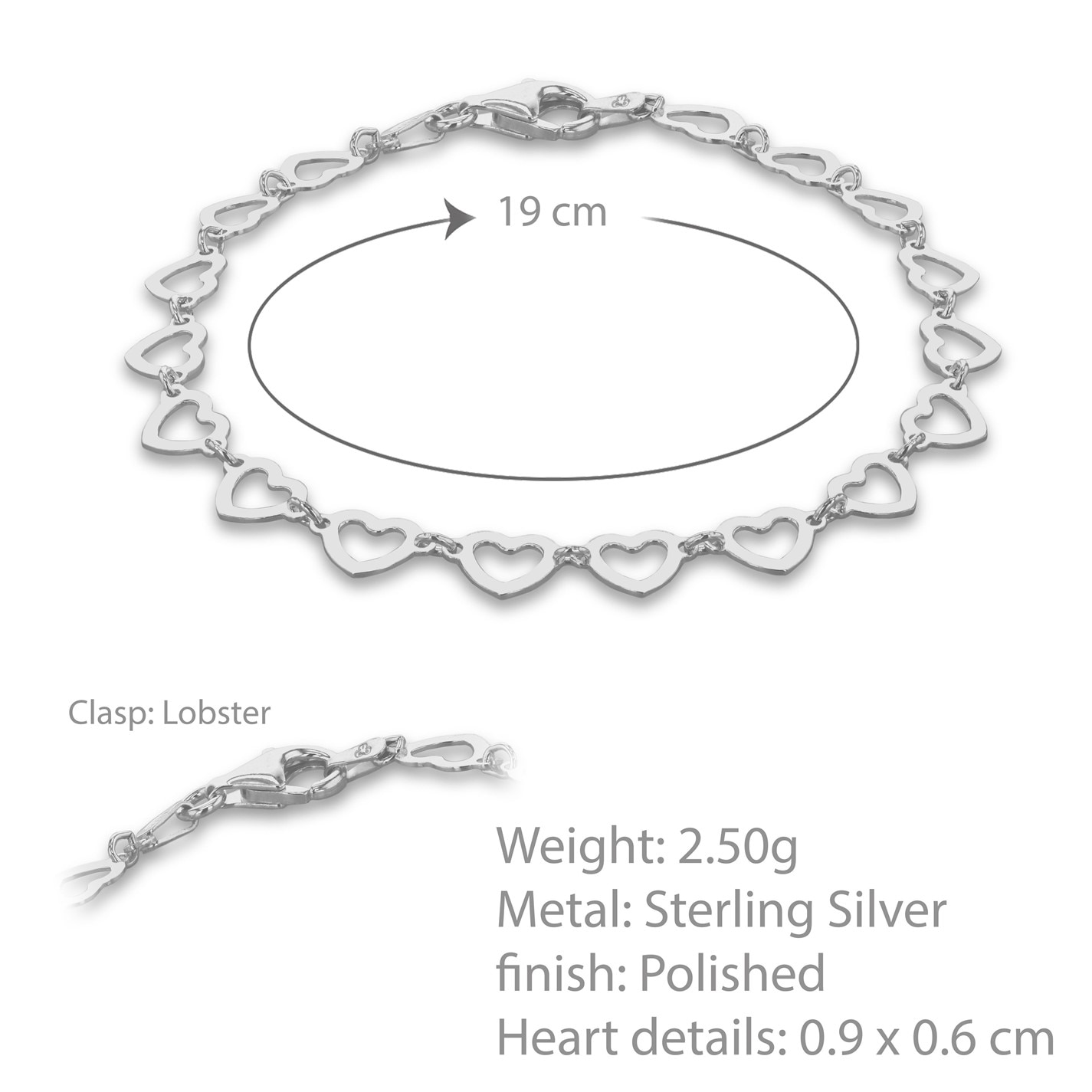 Be You Sterling Silver Heart Link Bracelet - 3