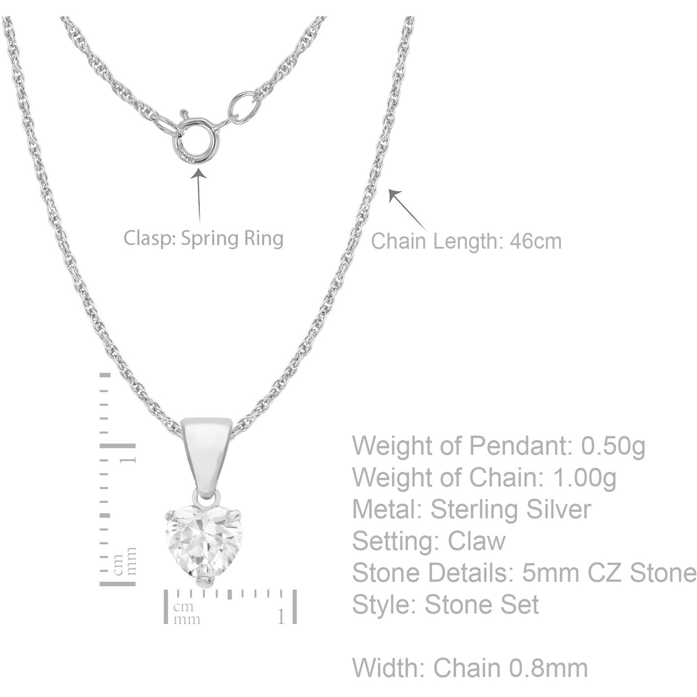 Be You Sterling Silver CZ Heart Necklace - 3