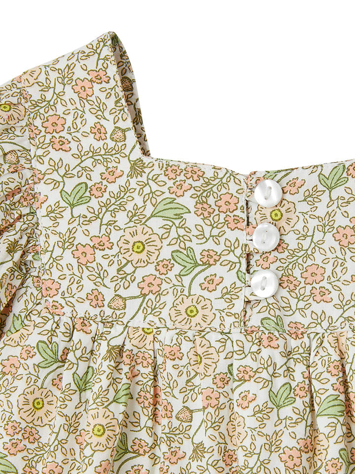 vertbaudet Kleid in Creme/ Orange/ Grün - 3