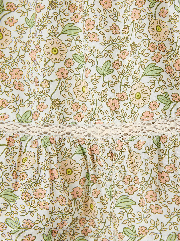 vertbaudet Kleid in Creme/ Orange/ Grün - 4