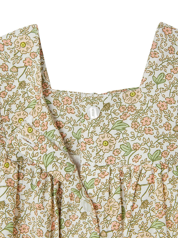 vertbaudet Kleid in Creme/ Orange/ Grün - 5