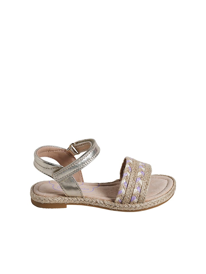 vertbaudet Sandale "Corde" in Beige/ Silber - 1