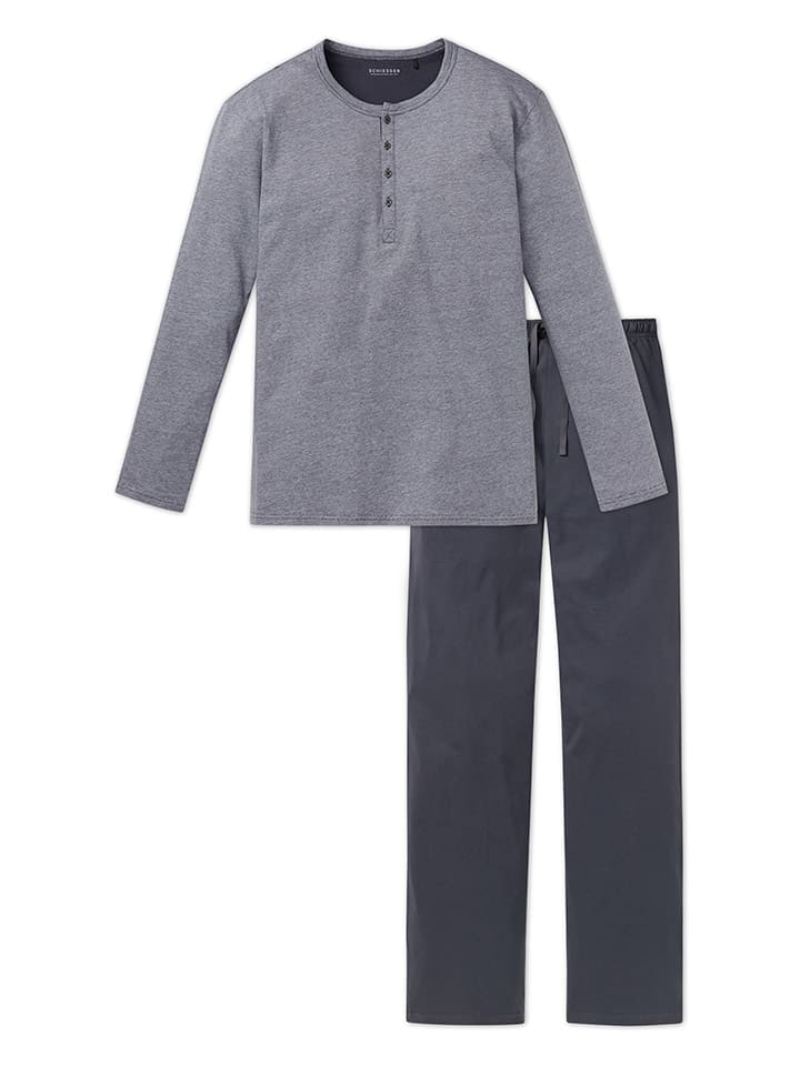 Schiesser Pyjama in Grau/ Anthrazit - 5