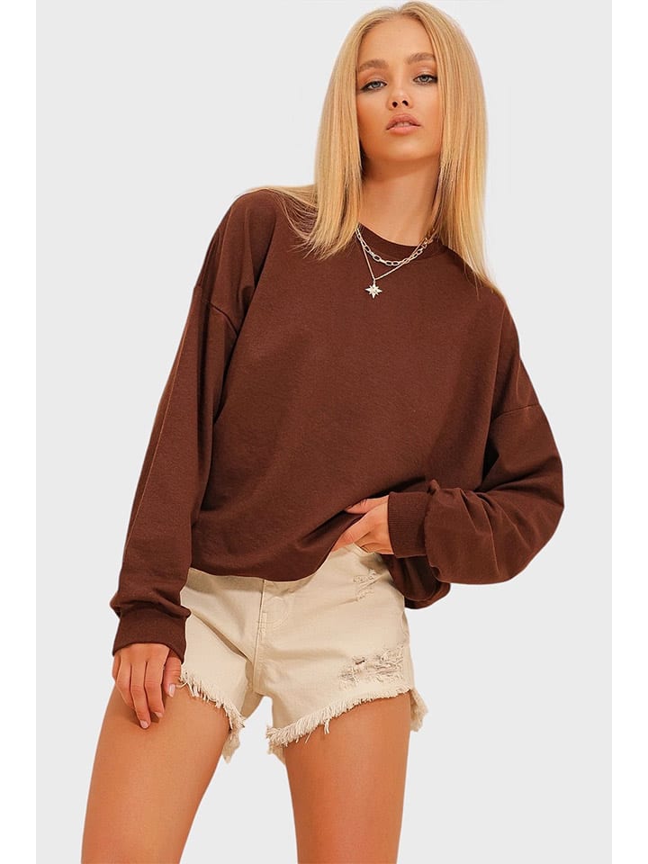 Trend Alacati Sweatshirt in Braun - 4
