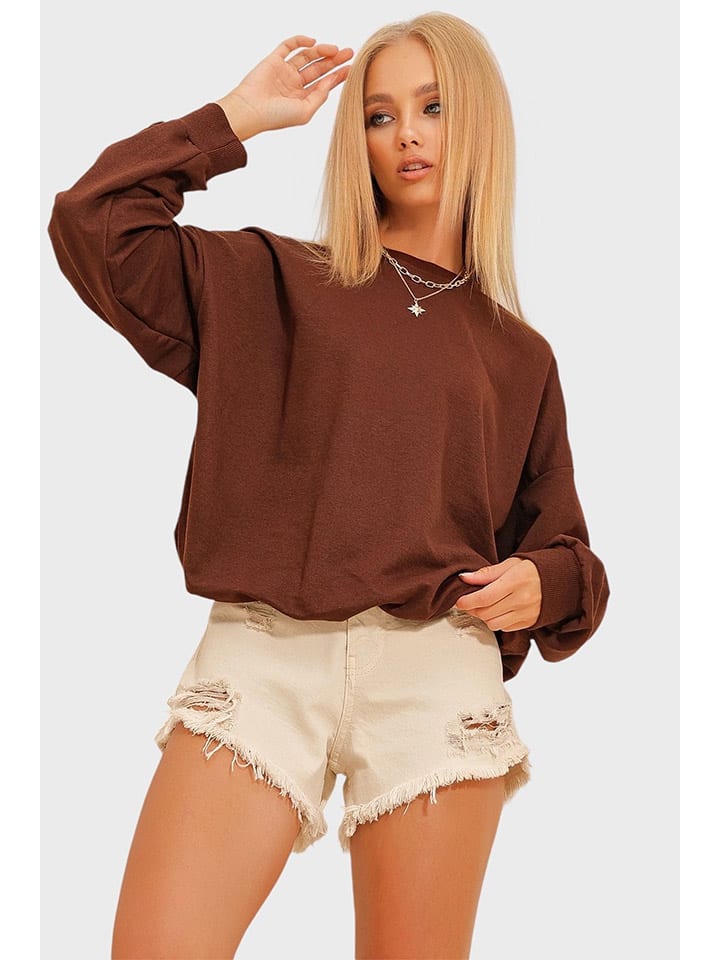 Trend Alacati Sweatshirt in Braun - 5